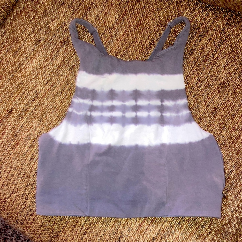 Aerie “Chill, Play, Move” tie-dye cross-back halter crop tank